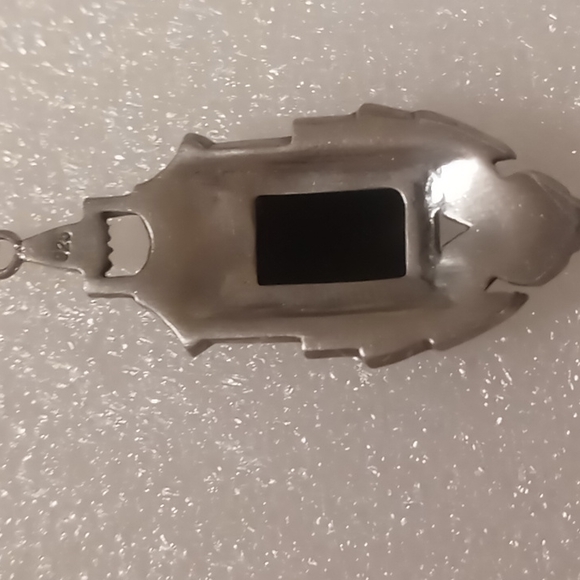 Vintage Black onyx pendant 925 with a box chain. - Picture 5 of 11